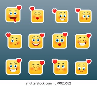Set 12 of love smile stickers