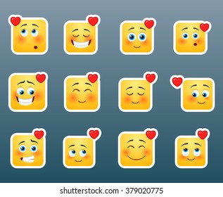 Set of 12 love smile stickers