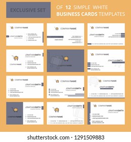 Set of 12 Luggage cart Creative Busienss Card Template. Editable Creative logo and Visiting card background