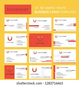 Set of 12 Magnet Creative Busienss Card Template. Editable Creative logo and Visiting card background