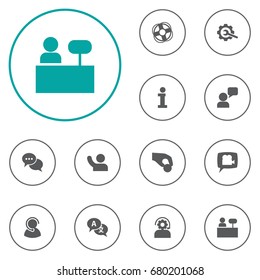 Set Of 12 Maintenance Icons Set.Collection Of Undertake, Talk, Reception And Other Elements.