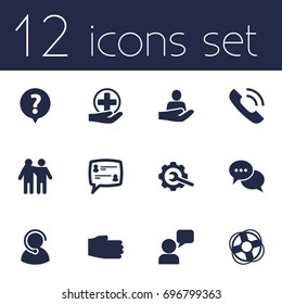 Set Of 12 Maintenance Icons Set.Collection Of Hand, Safe Ring , Friendship Elements.