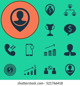 Set Of 12 Management Icons. Can Be Used For Web, Mobile, UI And Infographic Design. Includes Elements Such As Prize, Money, Chat And More.
