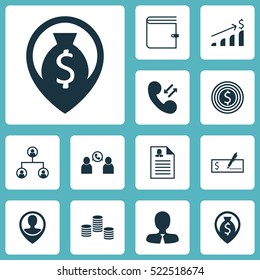 Set Of 12 Management Icons. Can Be Used For Web, Mobile, UI And Infographic Design. Includes Elements Such As Profile, Dollar, Increase And More.