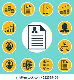 Set Of 12 Management Icons. Can Be Used For Web, Mobile, UI And Infographic Design. Includes Elements Such As Pin, Application, Success And More.