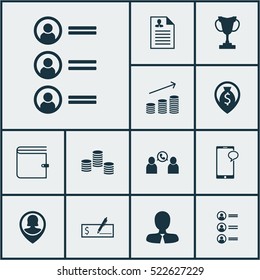 Set Of 12 Management Icons. Can Be Used For Web, Mobile, UI And Infographic Design. Includes Elements Such As Conference, Dollar, Pin And More.