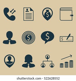 Set Of 12 Management Icons. Can Be Used For Web, Mobile, UI And Infographic Design. Includes Elements Such As Pin, Success, Discussion And More.
