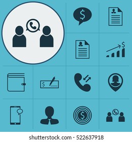 Set Of 12 Management Icons. Can Be Used For Web, Mobile, UI And Infographic Design. Includes Elements Such As Goal, Cellular, Pin And More.
