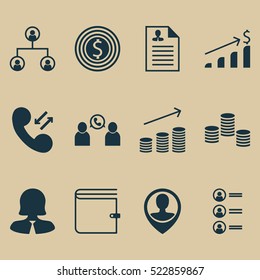 Set Of 12 Management Icons. Can Be Used For Web, Mobile, UI And Infographic Design. Includes Elements Such As Growth, Job, Tree And More.