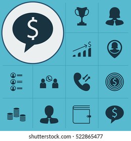 Set Of 12 Management Icons. Can Be Used For Web, Mobile, UI And Infographic Design. Includes Elements Such As Discussion, Conference, Trophy And More.