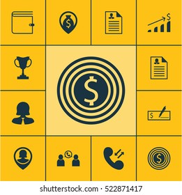 Set Of 12 Management Icons. Can Be Used For Web, Mobile, UI And Infographic Design. Includes Elements Such As Career, Increase, Check And More.