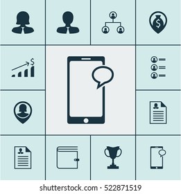 Set Of 12 Management Icons. Can Be Used For Web, Mobile, UI And Infographic Design. Includes Elements Such As Career, Applicants, Cup And More.