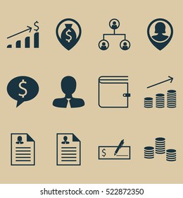 Set Of 12 Management Icons. Can Be Used For Web, Mobile, UI And Infographic Design. Includes Elements Such As Male, Career, Resume And More.