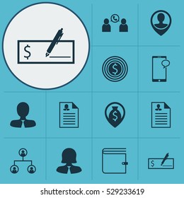 Set Of 12 Management Icons. Can Be Used For Web, Mobile, UI And Infographic Design. Includes Elements Such As Tree Structure, Curriculum Vitae, Female Application And More.