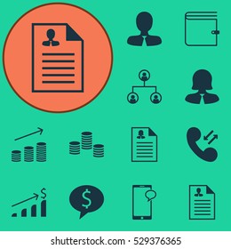 Set Of 12 Management Icons. Can Be Used For Web, Mobile, UI And Infographic Design. Includes Elements Such As Business Woman, Manager, Business Deal And More.
