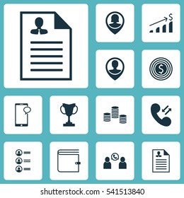 Set Of 12 Management Icons. Includes Pin Employee, Tournament, Successful Investment And Other Symbols. Beautiful Design Elements.