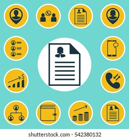 Set Of 12 Management Icons. Includes Pin Employee, Successful Investment, Phone Conference And Other Symbols. Beautiful Design Elements.