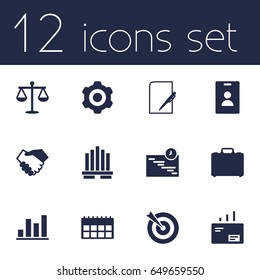 Set Of 12 Management Icons Set.Collection Of Diagram, Mechanism, Suitcase And Other Elements.