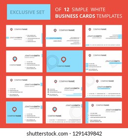 Set of 12 Map navigation Creative Busienss Card Template. Editable Creative logo and Visiting card background
