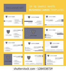Set of 12 Mask Creative Busienss Card Template. Editable Creative logo and Visiting card background