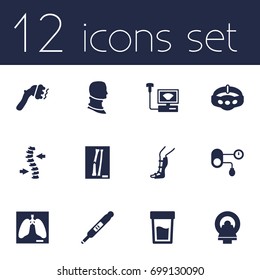 Set Of 12 Medical Icons Set. Collection Of Pregnancy, Spine, Sonogram And Other Elements.