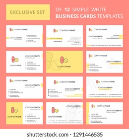 Set of 12 Medicine  Creative Busienss Card Template. Editable Creative logo and Visiting card background