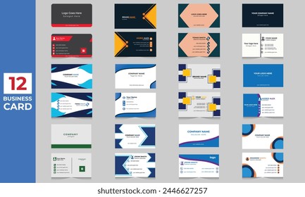 Conjunto de 12 Mega colección de Plantilla de diseño de tarjeta de visita corporativa. tarjeta de visita. Paquete de tarjeta de visita. Plantilla del juego de tarjetas de visita de la empresa.
