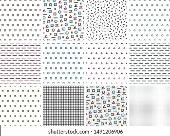 Set of 12 Memphis/80s Seamless Patterns