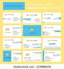 Set of 12 Message Creative Busienss Card Template. Editable Creative logo and Visiting card background
