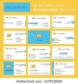 Set of 12 Message not sent Creative Busienss Card Template. Editable Creative logo and Visiting card background