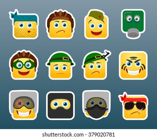 Set of 12 military smile stickers