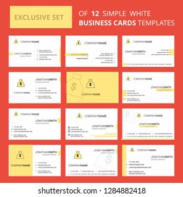 Set of 12 Money bag Creative Busienss Card Template. Editable Creative logo and Visiting card background