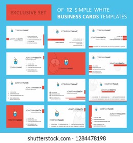 Set of 12 Mouse  Creative Busienss Card Template. Editable Creative logo and Visiting card background