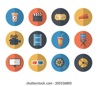 A set of 12 movie icons with half-shadow.
