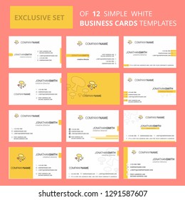 Set of 12 Mushroom Creative Busienss Card Template. Editable Creative logo and Visiting card background