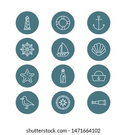 Set of 12 nautical icons