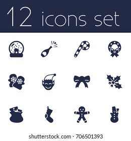 Set Of 12 New Icons Set.Collection Of Lollipop, Magic Sphere, Gnome And Other Elements.