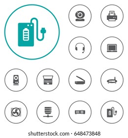 Set Of 12 Notebook Icons Set.Collection Of Supply, Datacenter, Show And Other Elements.