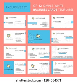 Set of 12 Nuclear Creative Busienss Card Template. Editable Creative logo and Visiting card background