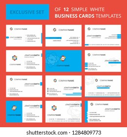 Set of 12 Nuclear Creative Busienss Card Template. Editable Creative logo and Visiting card background
