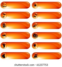 Set of 12 orange halloween labels (Eps10); jpg version also available