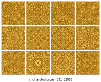 Set of 12 ornamental seamless wallpaper pattern 