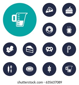 Set Of 12 Oven Icons Set.Collection Of Snack, Pastry, Sweetmeat And Other Elements.