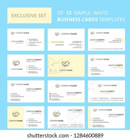 Set of 12 Paint tray Creative Busienss Card Template. Editable Creative logo and Visiting card background