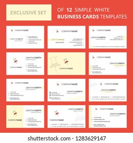 Set of 12 Paper pin Creative Busienss Card Template. Editable Creative logo and Visiting card background