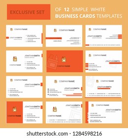 Set of 12 Pencil box Creative Busienss Card Template. Editable Creative logo and Visiting card background