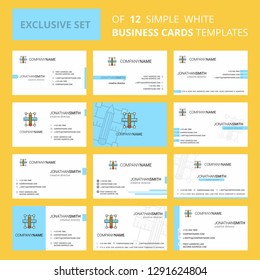 Set of 12 Pencil scale Creative Busienss Card Template. Editable Creative logo and Visiting card background