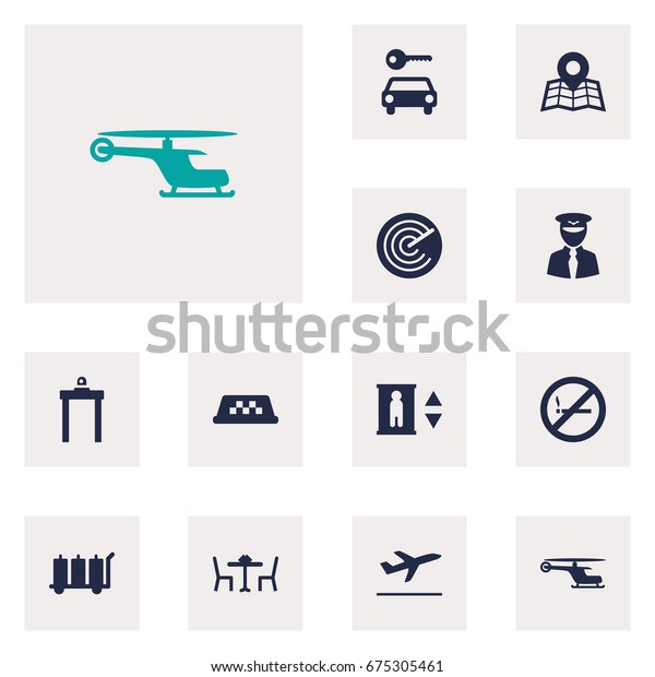 Set Of 12 Plane Icons Set.Collection\
Of Location, Forbidden, Leaving And Other\
Elements.