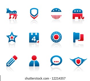 Set Of 12 Political Election Campaign Icons And Graphics