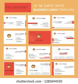 Set of 12 Pot  Creative Busienss Card Template. Editable Creative logo and Visiting card background